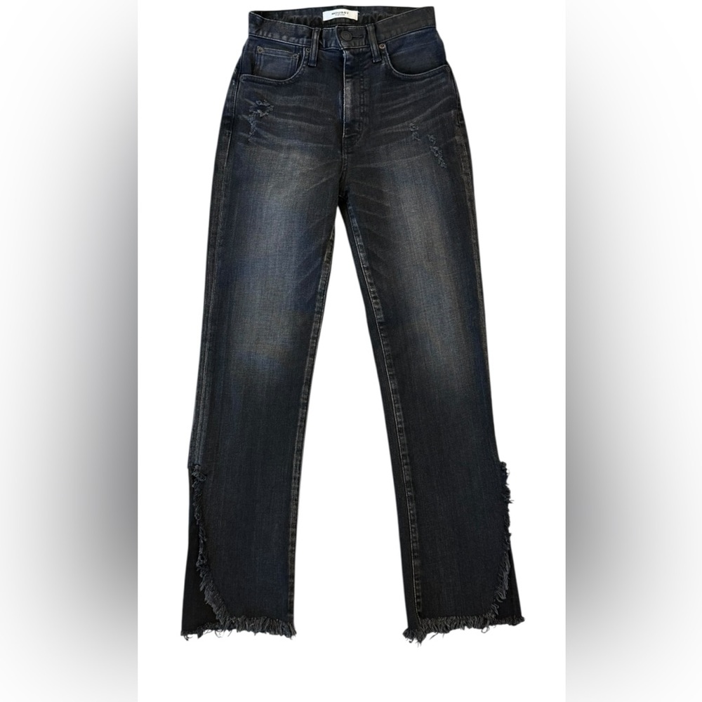 Moussy Vintage Alhambra Flare Jeans Split Hem High Rise Japanese Denim Size 24 - Picture 2 of 14